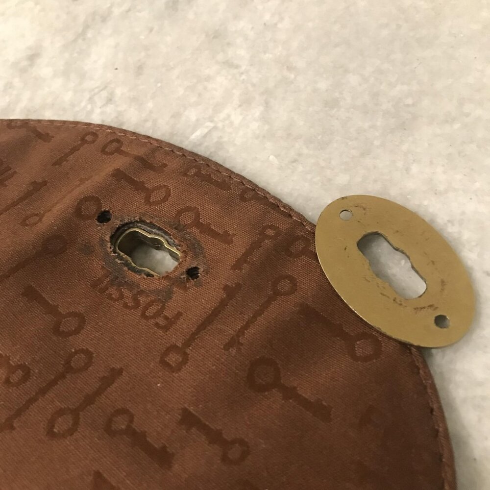 Fossil Crossbody Bag‎ Womens Brown Leather Turnlock Key Charm Pocket Organizer - Picture 8 of 11